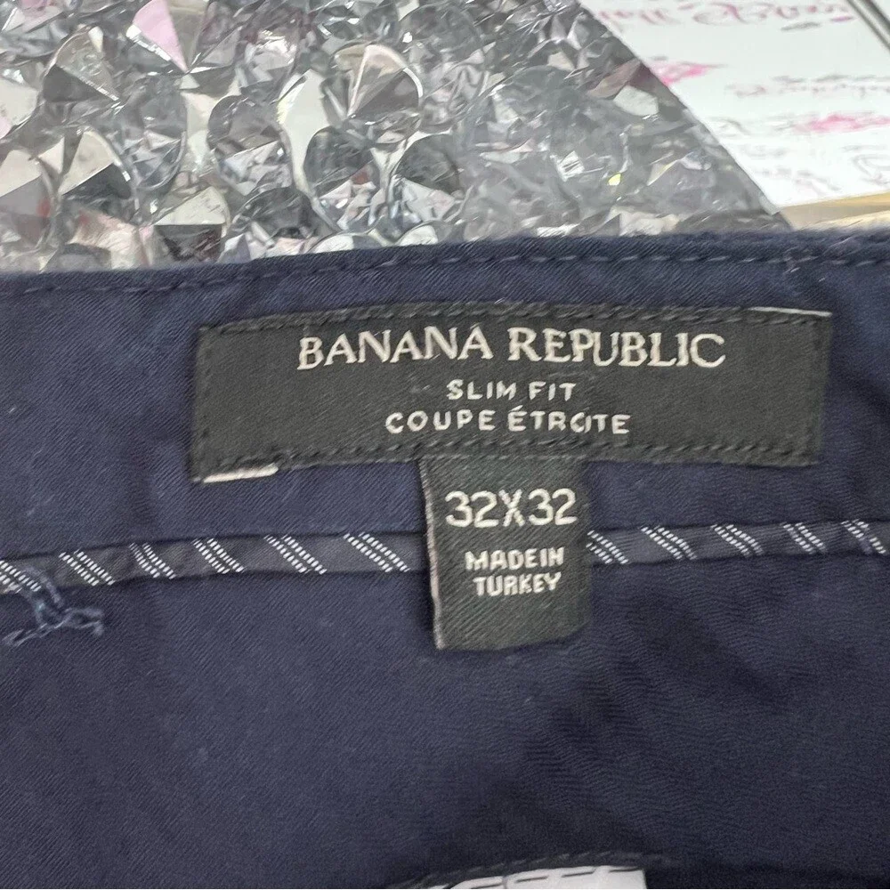 Banana Republic cropped pants slim fit blue white striped linen Pants Italy